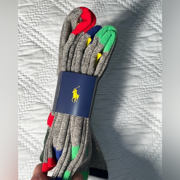 $29 Men’s 6 PACK POLO RALPH LAUREN TECHNICAL SPORT CUSHIONED SOLE CREW SOCKS - Picture 3 of 8